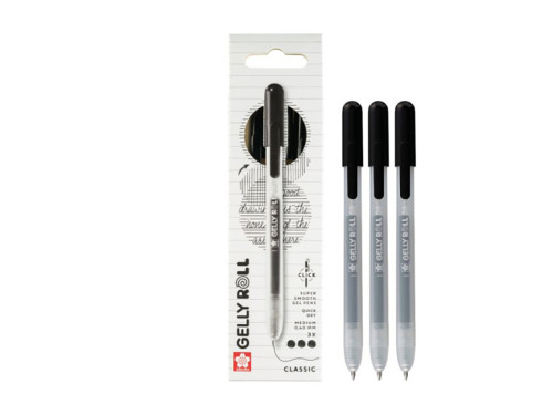 Zestaw długopisów żelowych Gelly Roll Classic - Sakura - Black, 0,40 mm, 3 szt.