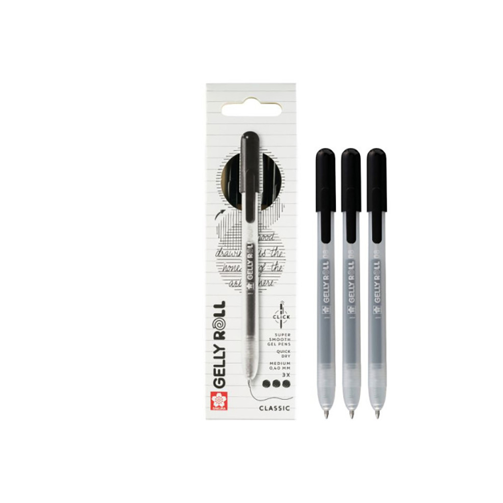 Set of Gelly Roll Classic Gel pens - Sakura - Black, 0,40 mm, 3 pcs.