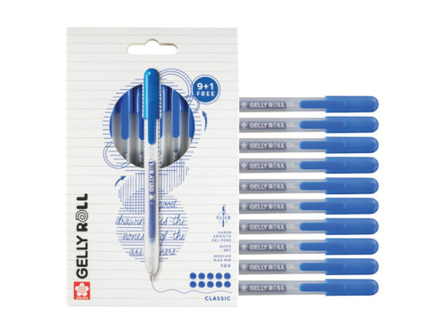 Zestaw długopisów żelowych Gelly Roll Classic - Sakura - Blue, 0,40 mm, 10 szt.