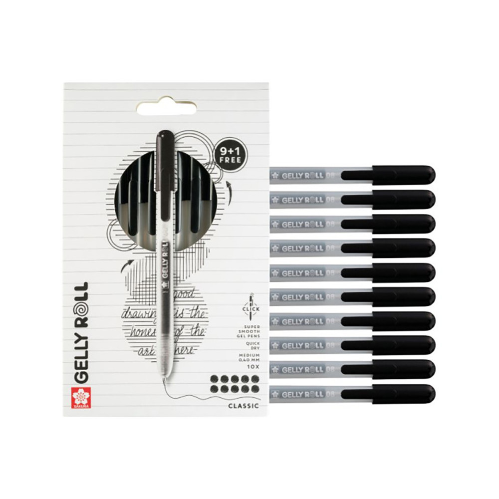 Set of Gelly Roll Classic Gel pens - Sakura - Black, 0,40 mm, 10 pcs.