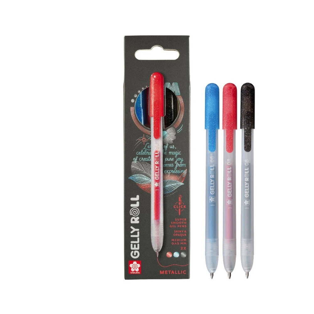 Zestaw długopisów żelowych Gelly Roll Metallic 3A - Sakura - 0,45 mm, 3 szt.