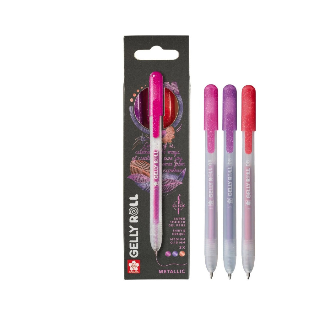 Zestaw długopisów żelowych Gelly Roll Metallic 3C - Sakura - 0,45 mm, 3 szt.