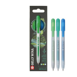 Zestaw długopisów żelowych Gelly Roll Metallic 3D - Sakura - 0,45 mm, 3 szt.