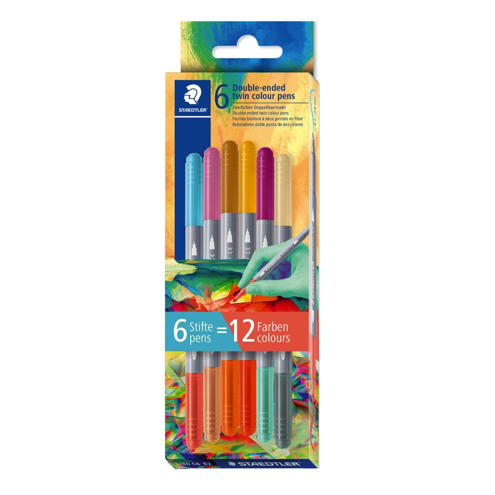 Set of double-sided Twin Color pens - Pentel - light, 6 pcs.
