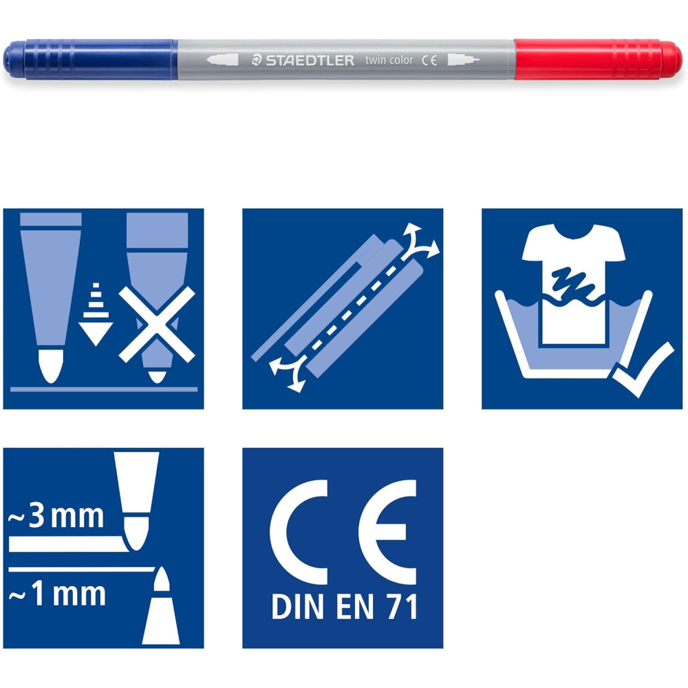 Set of double-sided Twin Color pens - Pentel - dark, 6 pcs.