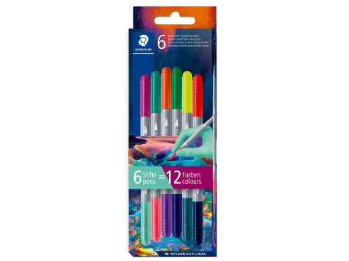 Set of double-sided Twin Color pens - Pentel - dark, 6 pcs.
