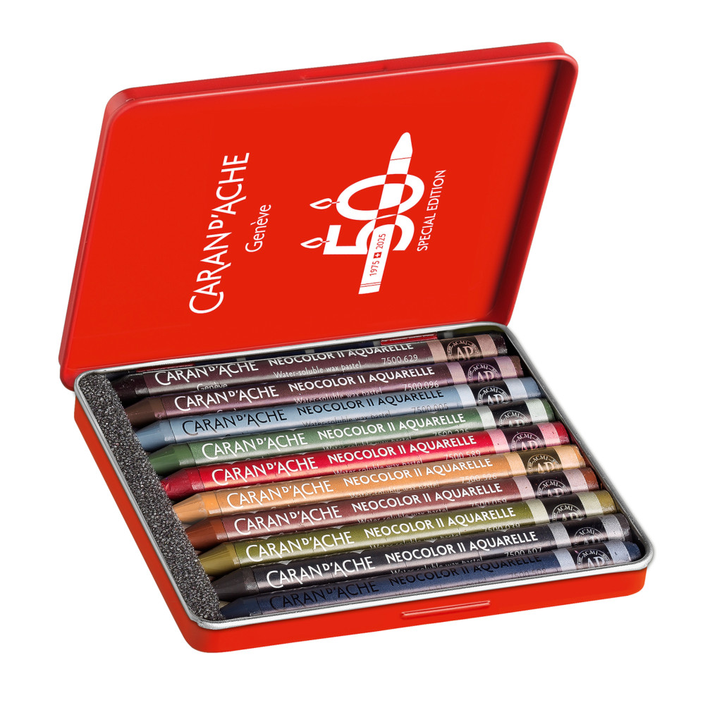 Zestaw pasteli akwarelowych Neocolor II Dark - Caran d'Ache - 10 szt.