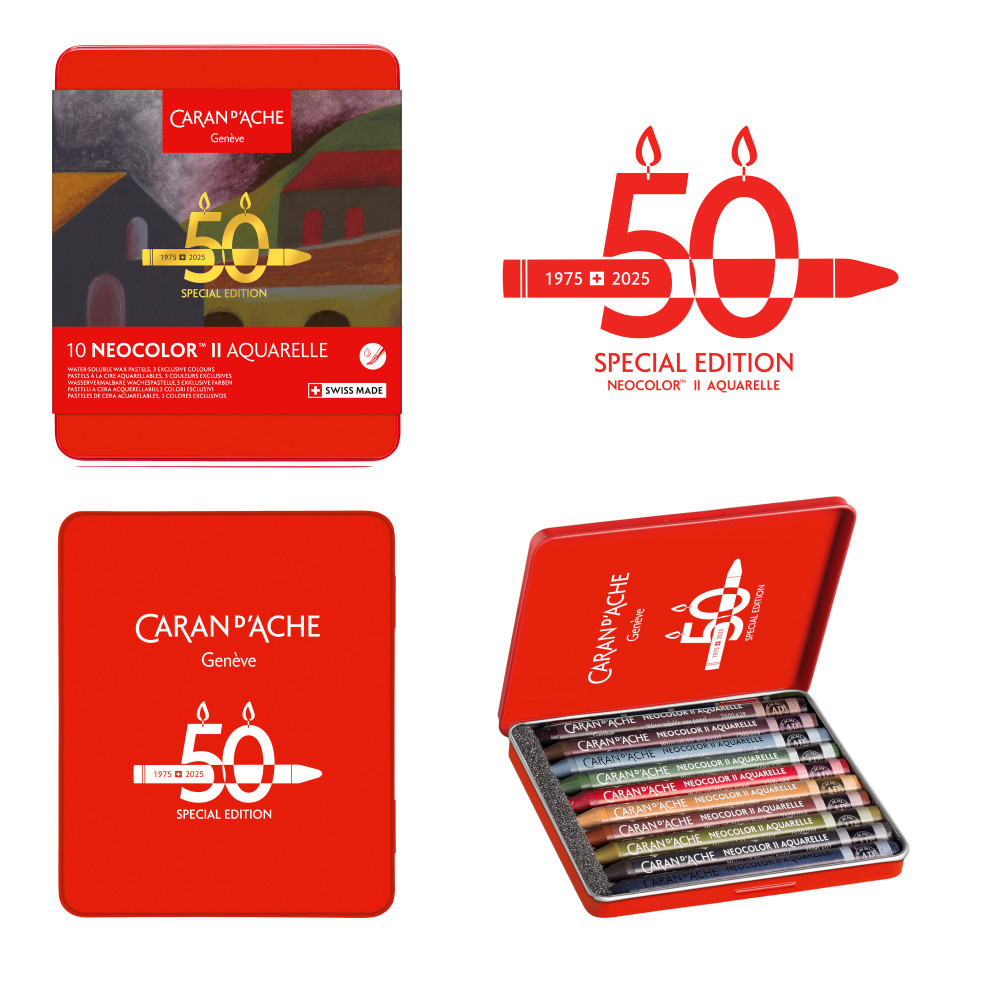 Neocolor II Dark water-soluble wax pencils set - Caran d'Ache - 10 pcs.