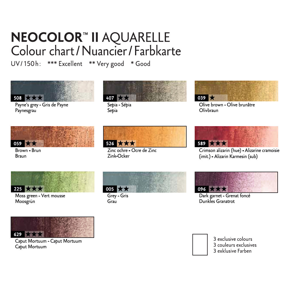 Zestaw pasteli akwarelowych Neocolor II Dark - Caran d'Ache - 10 szt.