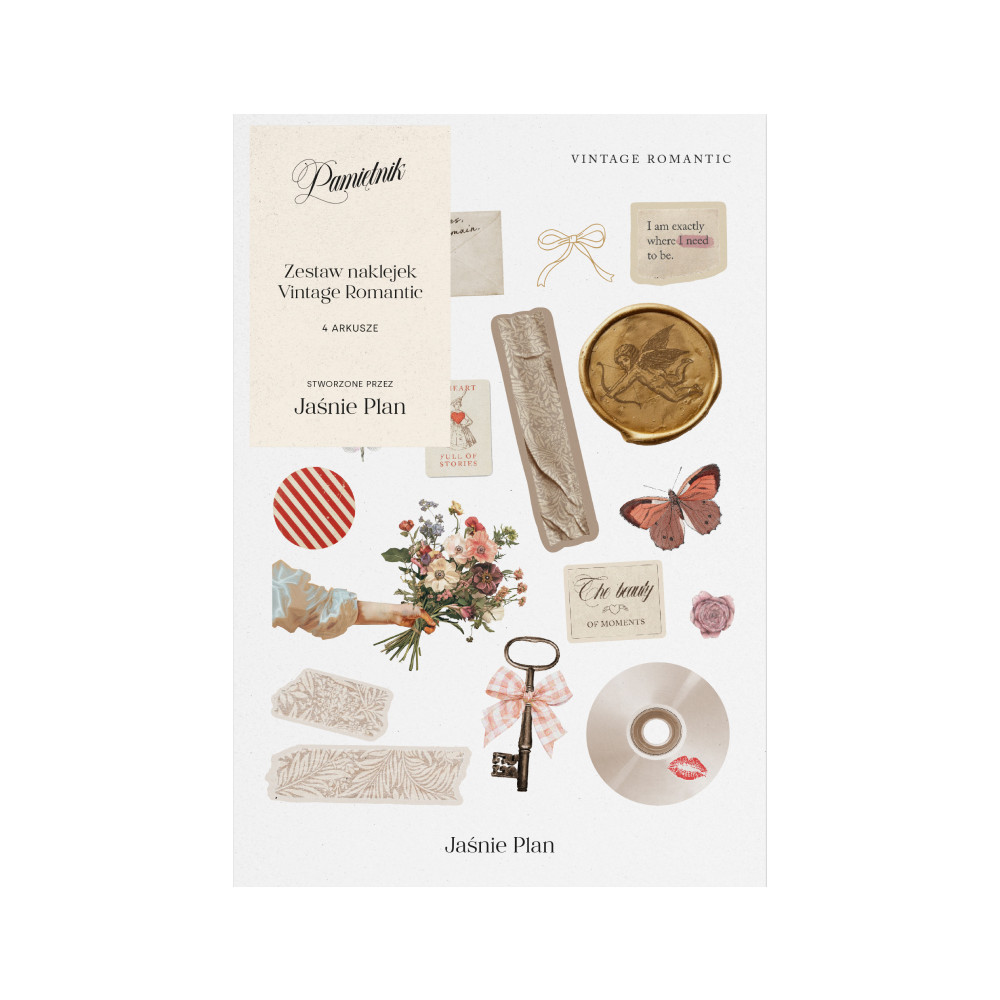 Zestaw naklejek Vintage Romantic do pamiętnika - Jaśnie Plan