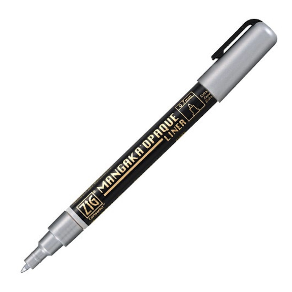 ZIG Cartoonist Mangaka Opaque Liner pen - Kuretake - Silver, 0,7 mm