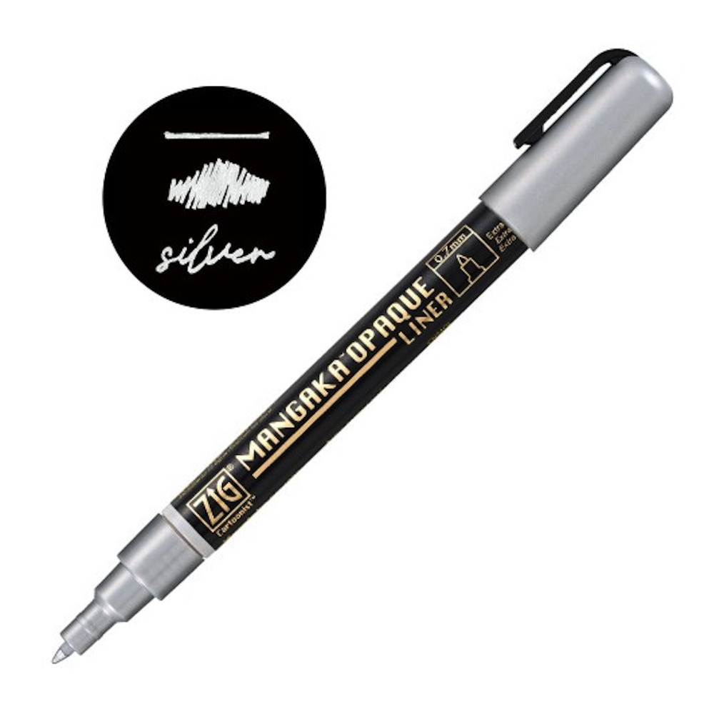 ZIG Cartoonist Mangaka Opaque Liner pen - Kuretake - Silver, 0,7 mm