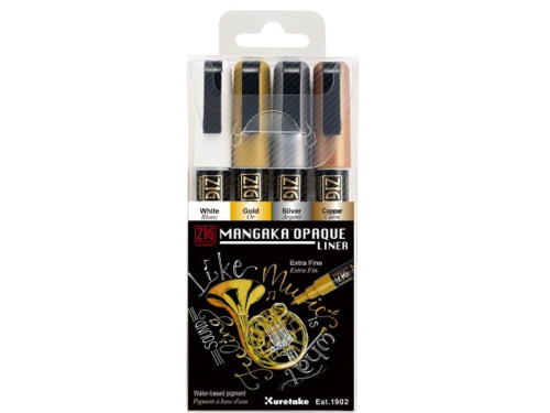 Set of ZIG Cartoonist Mangaka Opaque Liner pens - Kuretake - 4 pcs.