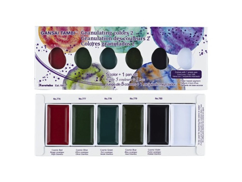 Zestaw farb akwarelowych Gansai Tambi Granulating 2 - Kuretake - 5 kolorów