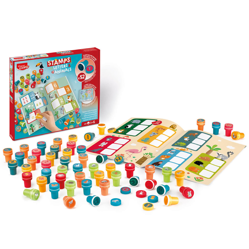 Set of Creaiv Stamps - Maped - Letters & Animals