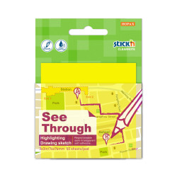 See through sticky notes Stick'N - yellow, 7,6 x 7,6 cm, 50 pcs.