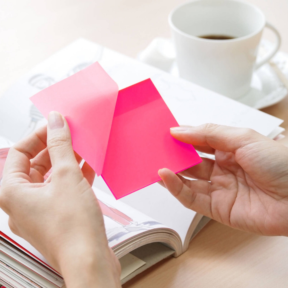 See through sticky notes Stick'N - pink, 7,6 x 7,6 cm, 50 pcs.
