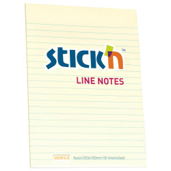 Karteczki samoprzylepne w linie Stick'N - żółte, 20,3 × 15,2 cm, 50 szt.