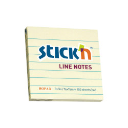 Karteczki samoprzylepne w linie Stick'N - żółte, 7,6 × 7,6 cm, 50 szt.
