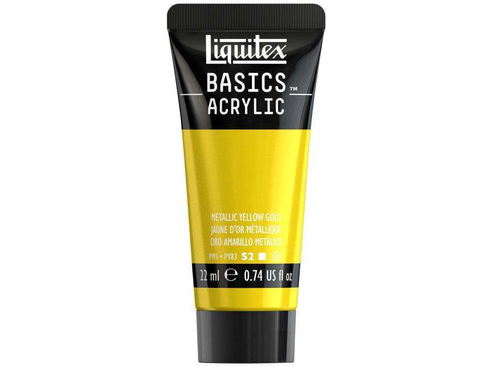 Basics Acrylic paint - Liquitex - 343, Metallic Yellow Gold, 22 ml
