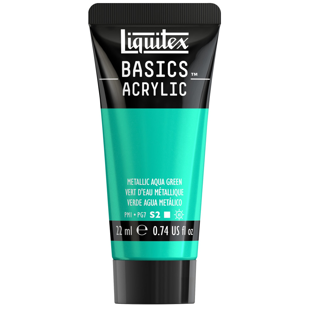 Farba akrylowa Basics Acrylic - Liquitex - 339, Metallic Aqua Green, 22 ml