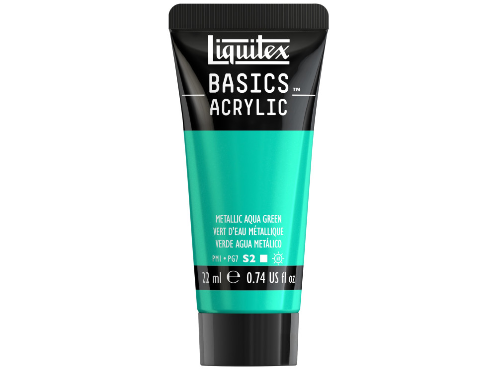 Farba akrylowa Basics Acrylic - Liquitex - 339, Metallic Aqua Green, 22 ml