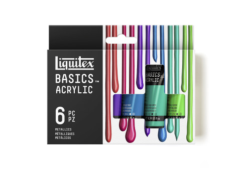 Set of Metallic Basics Acrylic paints - Liquitex - 6 x 22 ml