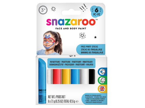 Set of Adventure face paint sticks - Snazaroo - 6 pcs.