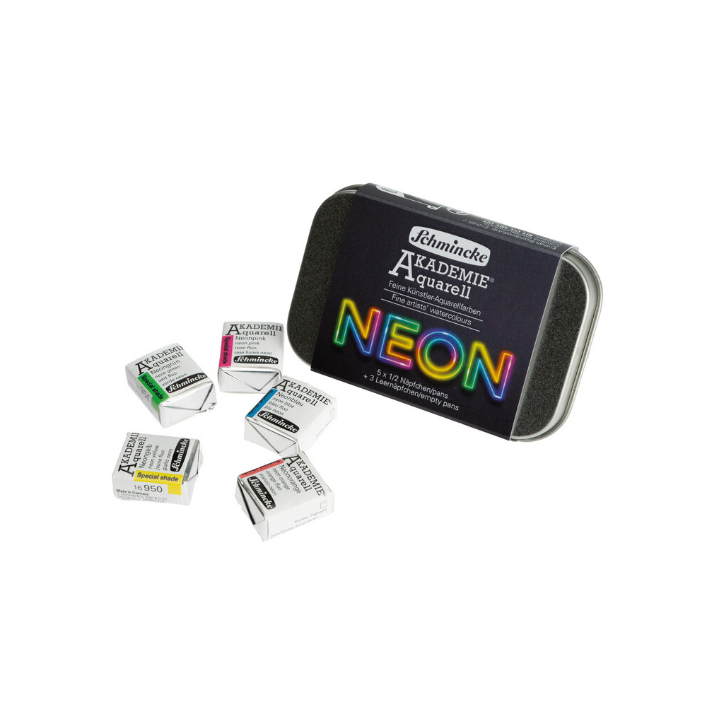 Set of Akademie Aquarell Neon watercolor paints - Schmincke - 5 pcs.