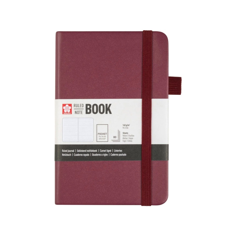 Ruled Notebook 9 x 14 cm - Sakura - Mulberry, hardcover, 140 g/m2