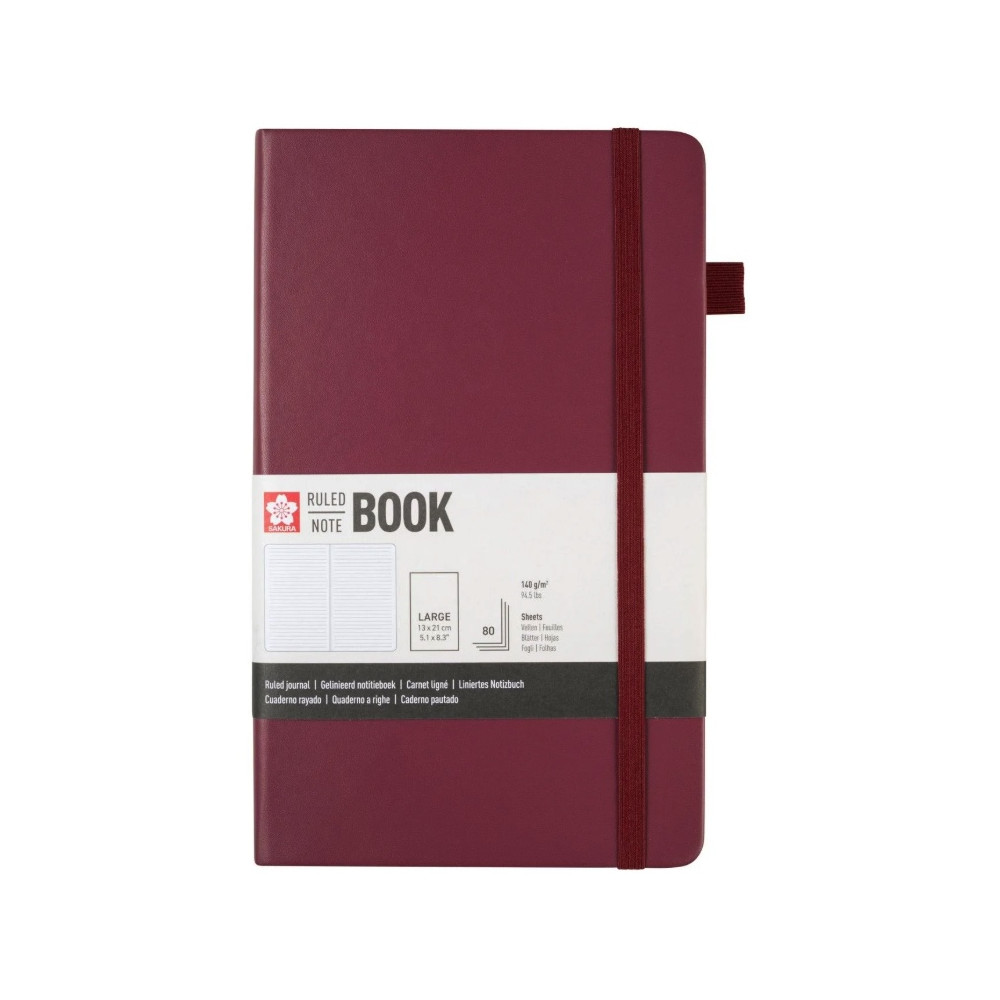 Ruled Notebook 13 x 21 cm - Sakura - Mulberry, hardcover, 140 g/m2