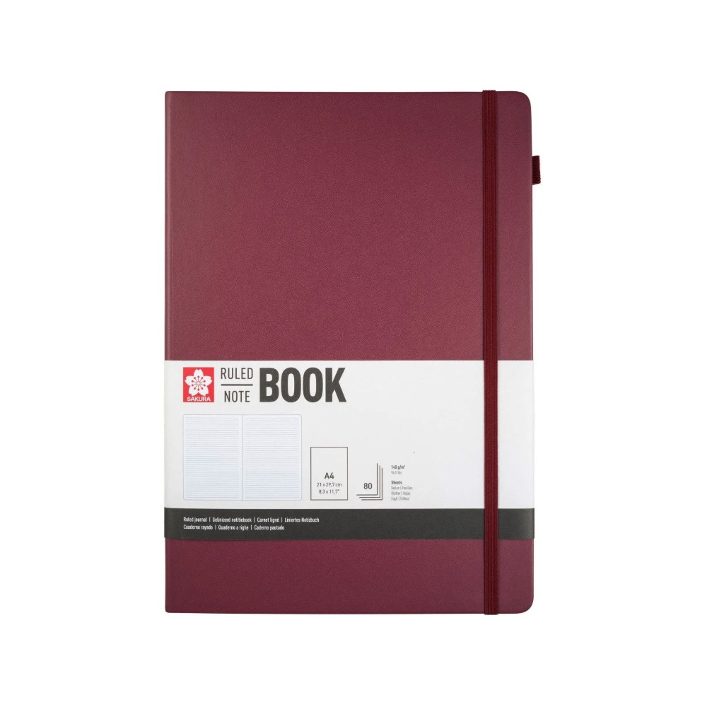 Ruled Notebook A4 - Sakura - Mulberry, hardcover, 140 g/m2