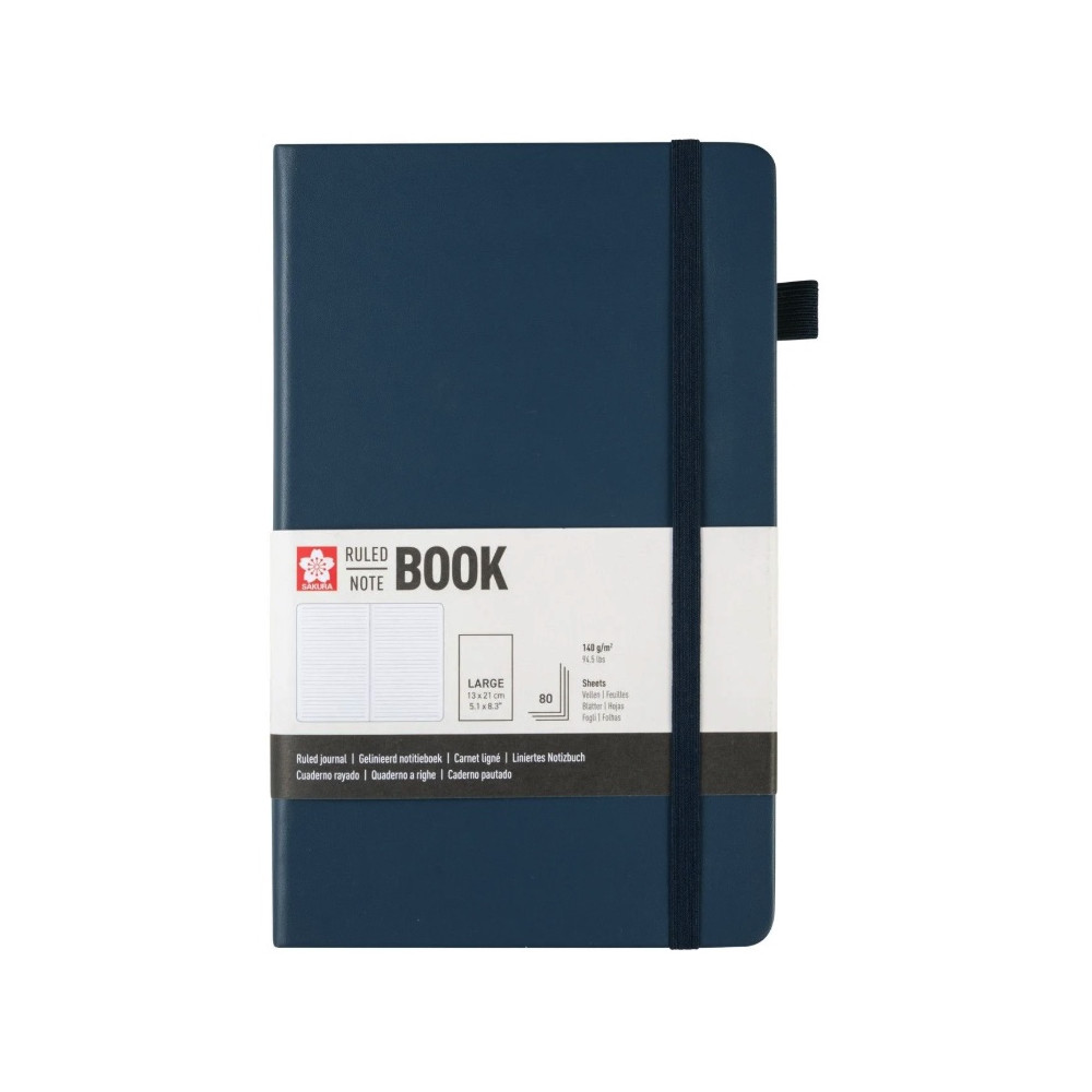 Ruled Notebook 13 x 21 cm - Sakura - Deep Indigo, hardcover, 140 g/m2