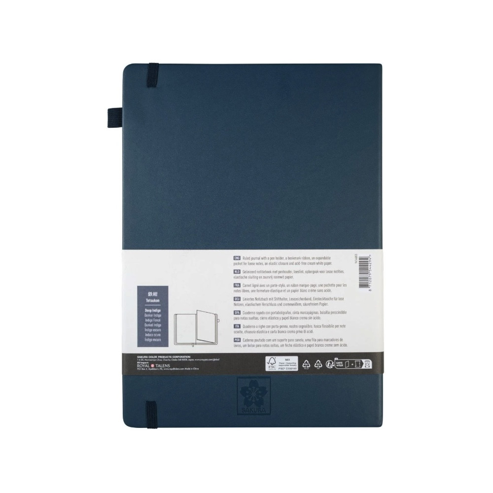 Ruled Notebook A4 - Sakura - Deep Indigo, hardcover, 140 g/m2
