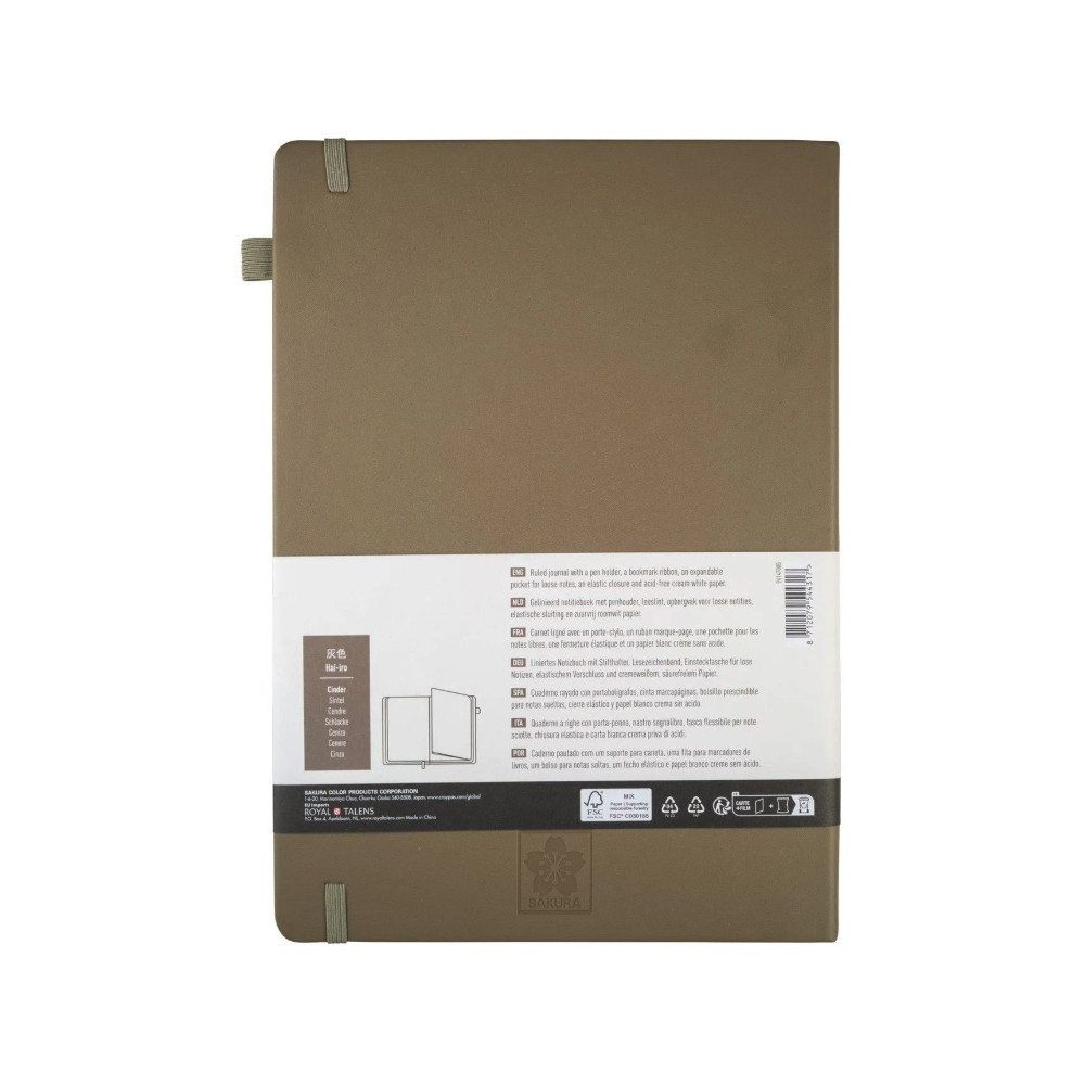 Ruled Notebook A4 - Sakura - Cinder, hardcover, 140 g/m2