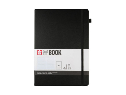 Ruled Notebook A4 - Sakura - Black, hardcover, 140 g/m2