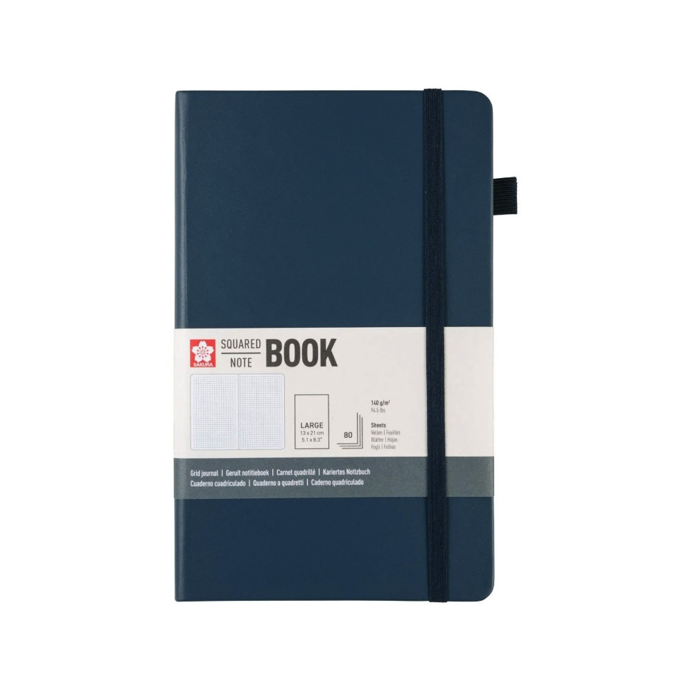 Squared Notebook 13 x 21 cm - Sakura - Deep Indigo, hardcover, 140 g/m2