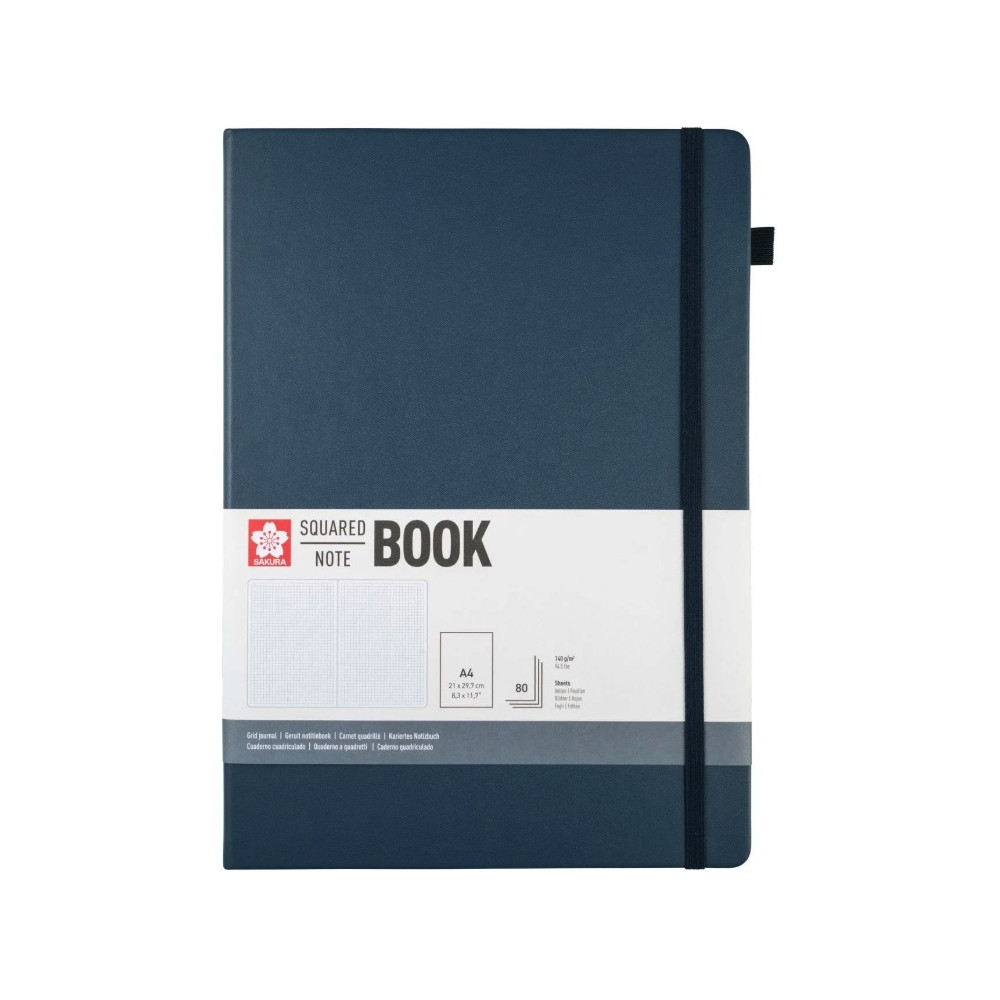 Squared Notebook A4 - Sakura - Deep Indigo, hardcover, 140 g/m2