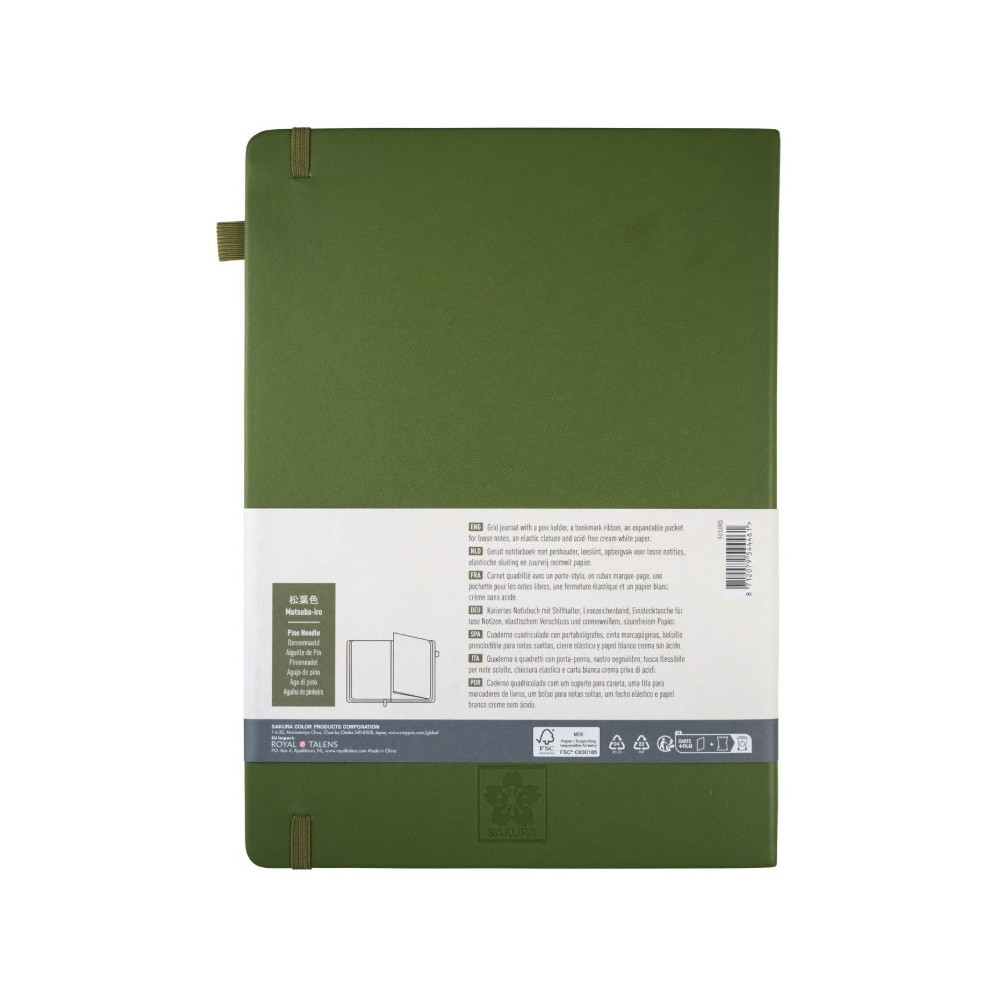 Squared Notebook A4 - Sakura - Pine Needle, hardcover, 140 g/m2