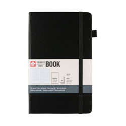 Squared Notebook 13 x 21 cm - Sakura - Black, hardcover, 140 g/m2