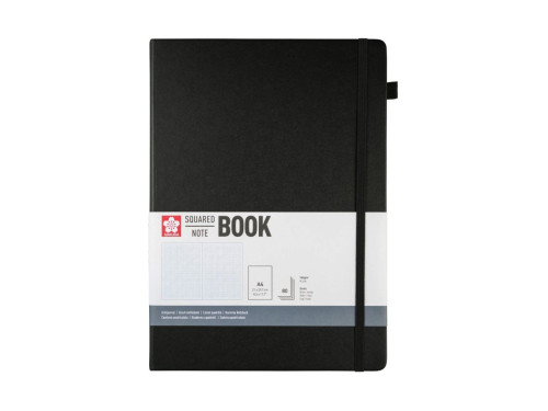 Squared Notebook A4 - Sakura - Black, hardcover, 140 g/m2