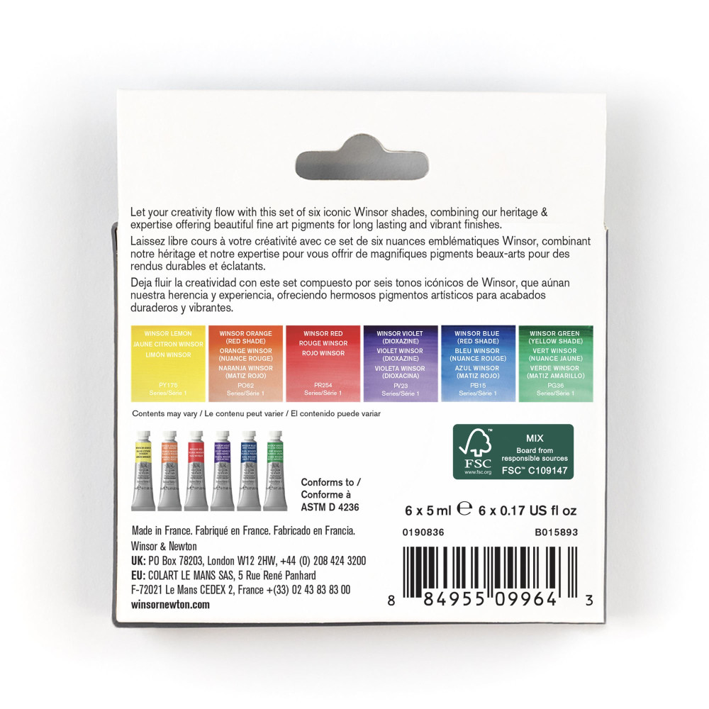 Zestaw akwareli Professional Winsor - Winsor & Newton - 6 x 5 ml