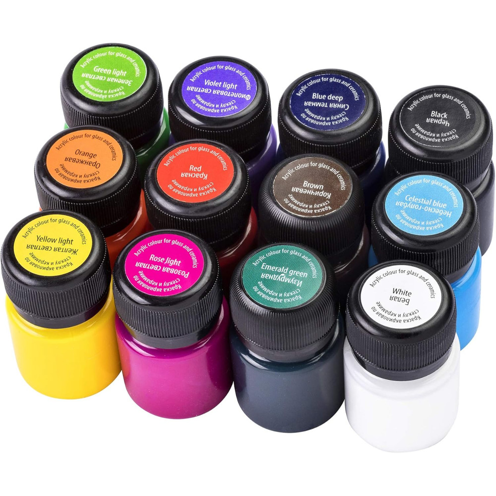 Zestaw farb akrylowych do szkła i ceramiki Decola - St. Petersburg - 12 kolorów x 20 ml