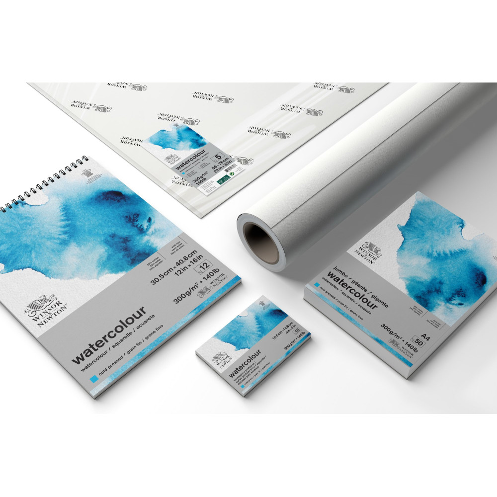 Blok do akwareli A4 Jumbo - Winsor & Newton - cold press, 300 g, 60 ark.