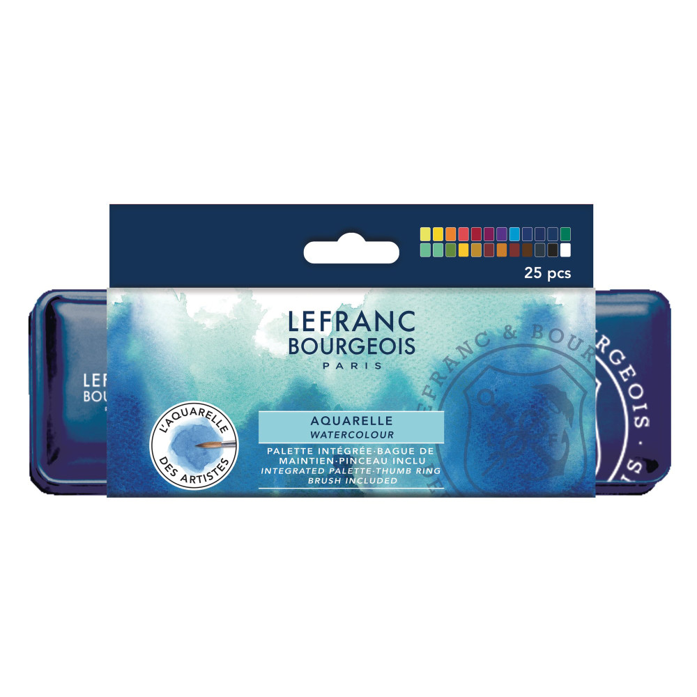 Zestaw akwareli w półkostkach Fine - Lefranc & Bourgeois - 25 szt.