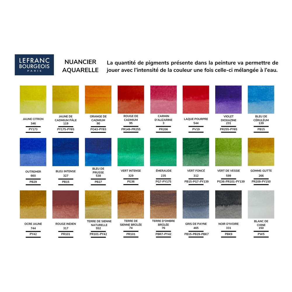 Watercolor half-pans set - Lefranc & Bourgeois - 25 pcs.