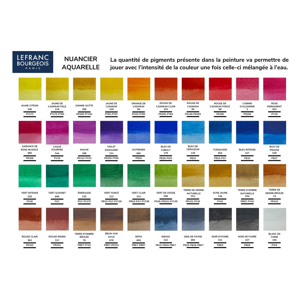 Watercolor half-pans set - Lefranc & Bourgeois - 41 pcs.
