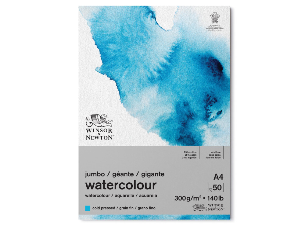 Blok do akwareli A4 Jumbo - Winsor & Newton - cold press, 300 g, 60 ark.