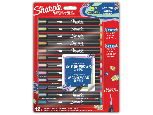 Zestaw markerów akrylowych Kolory Ziemi - Sharpie - 2,5 mm, 12 szt.