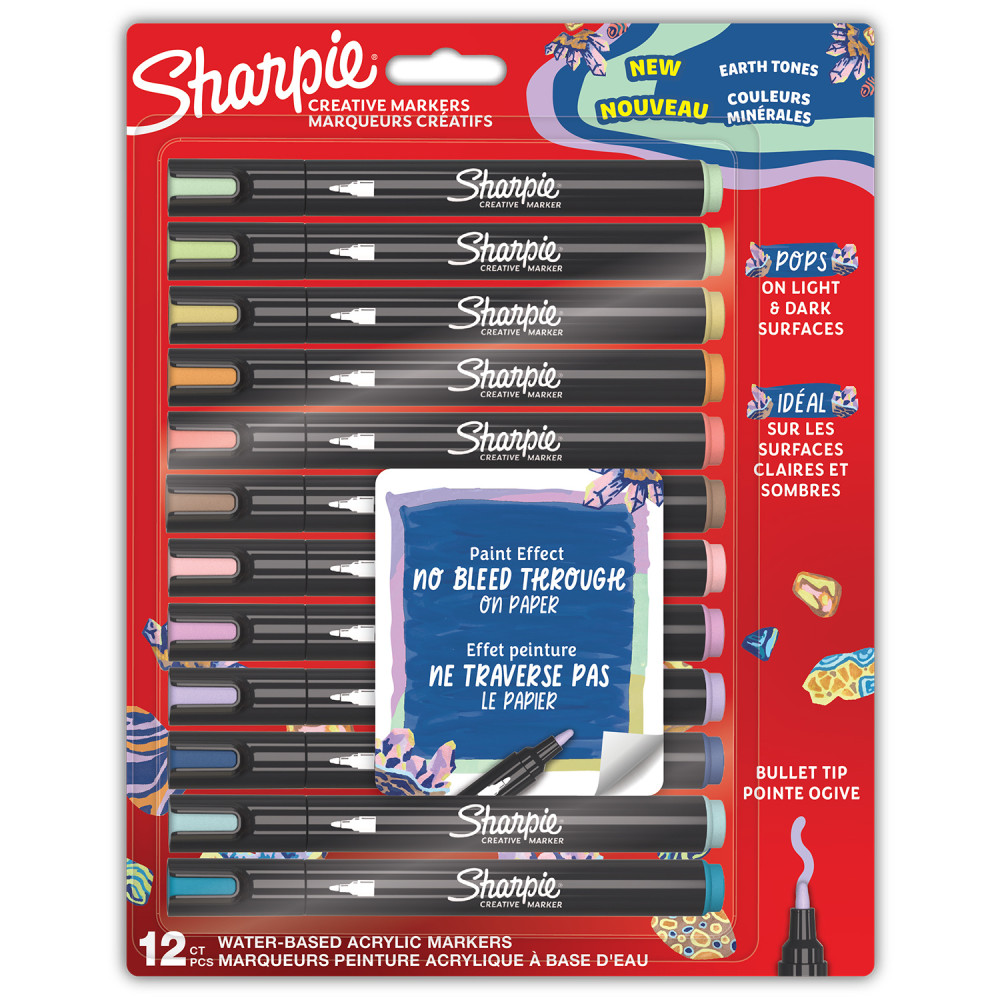 Zestaw markerów akrylowych Kolory Ziemi - Sharpie - 2,5 mm, 12 szt.